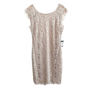 Dress - Onyx Nite - Lace - Taupe - Sequin/Glitter - Cap Sleeve - Lined - 14  NWT